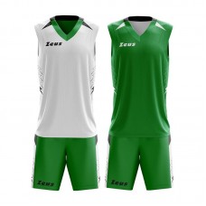 Детски Двулицев Баскетболен Екип ZEUS Reversible Kit Jam Verde/Bianco