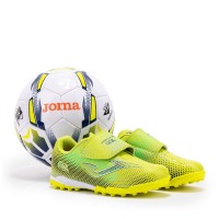 Комплект Стоножки и Футболна Топка JOMA Gol JR 2611 Turf Fluorescent Green