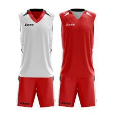 Детски Двулицев Баскетболен Екип ZEUS Reversible Kit Jam Rosso/Bianco